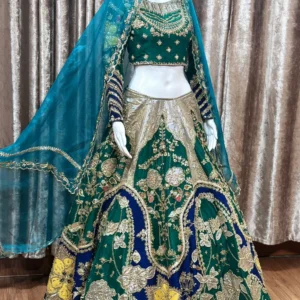 Bottle Green Lehenga choli with organza dupatta