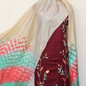 Maroon Full Suit With Tabbi Silk Tie Dye Dupatta