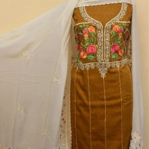 Mustard Full Suit With Off White Dupatta
