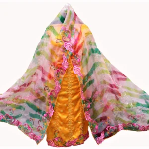 Mustards Yellow Full Suit With Organza Tie Dye Dupatta