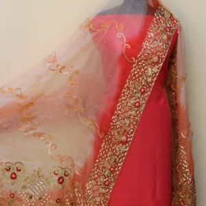 Peach Light and Dark Double Dye Organza Dupatta